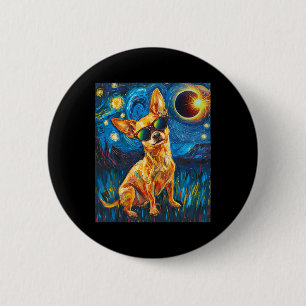 Macaron Rond 5 Cm Chien total Eclipse Solaire Chihuahua
