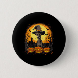 Macaron Rond 5 Cm Chien Whippet Sorcière Halloween Effrayant