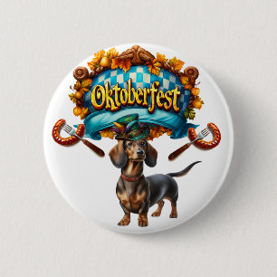 Macaron Rond 5 Cm Chien Wiener de l'Oktoberfest