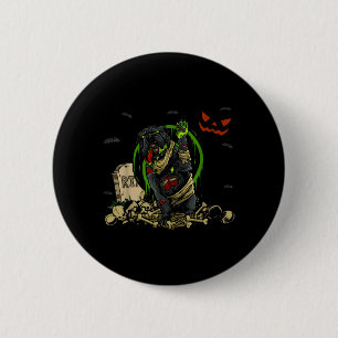 Macaron Rond 5 Cm Chien zombie bouledogue Chien zombie drôle Hallowe