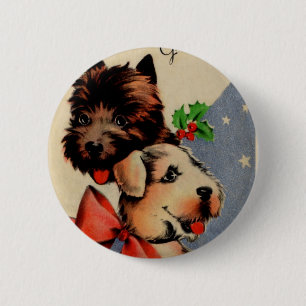 Macaron Rond 5 Cm Chienchiens de Noël