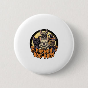 Macaron Rond 5 Cm Chiens Boo-Français Halloween Design Bouledogue Fr