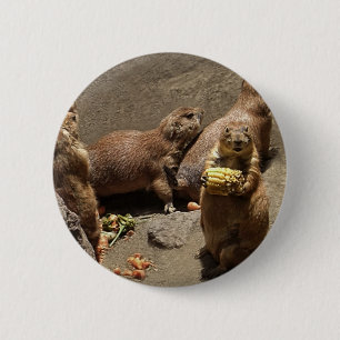 Macaron Rond 5 Cm Chiens de prairie mangeant le dîner 1