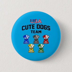 Macaron Rond 5 Cm Chiens Mignons Drôles Équipe De Chiots Usa