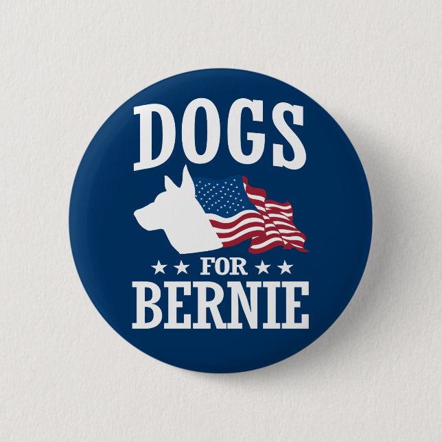 MACARON ROND 5 CM CHIENS POUR BERNIE SANDERS (Devant)