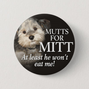 Macaron Rond 5 Cm Chiens pour Mitt Romney - au moins il ne me manger