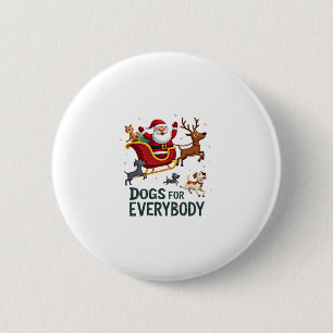 Macaron Rond 5 Cm Chiens pour tout le monde Santa Noël drôle de Chri