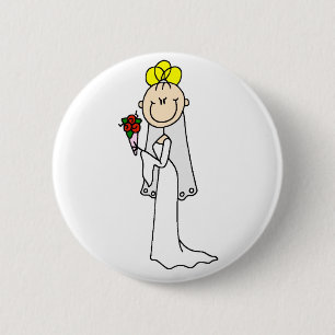Macaron Rond 5 Cm Chiffre blond bouton de bâton de jeune mariée