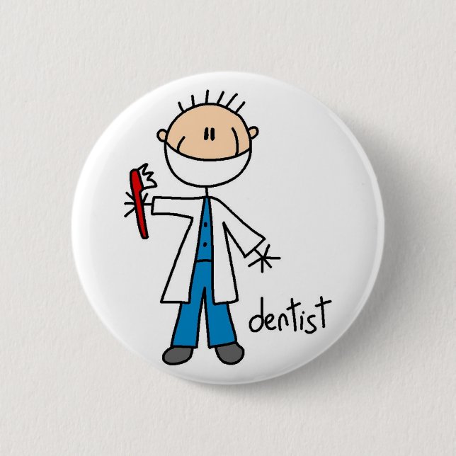 Macaron Rond 5 Cm Chiffre bouton de bâton de dentiste (Devant)