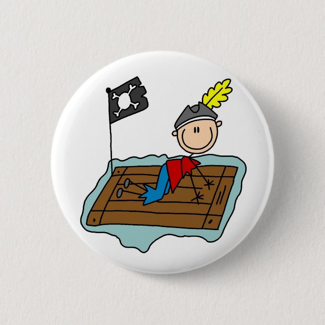 Macaron Rond 5 Cm Chiffre bouton de bâton de pirate (Devant)