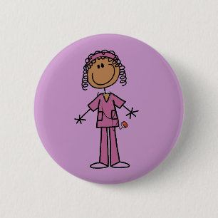 Macaron Rond 5 Cm Chiffre infirmière de bâton d'Afro-américain