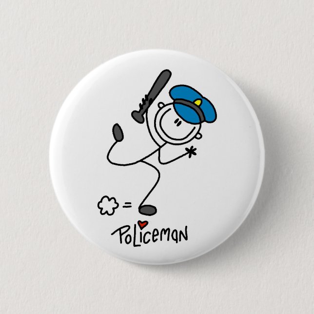 Macaron Rond 5 Cm Chiffre policier de bâton (Devant)