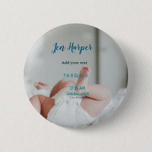 Macaron Rond 5 Cm Chiffres de naissance bébé ajouter nom lieu date d
