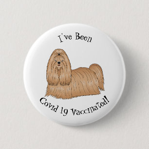 Macaron Rond 5 Cm Chih tzu long cheveux dessin de chien