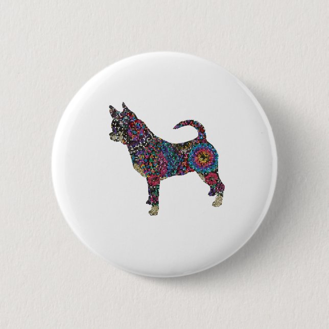 Macaron Rond 5 Cm Chihuahua Button (Devant)