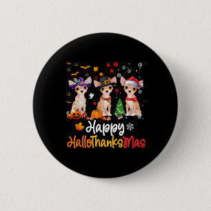 Macaron Rond 5 Cm Chihuahua Chien Halloween Noël Joyeux Hallomerci