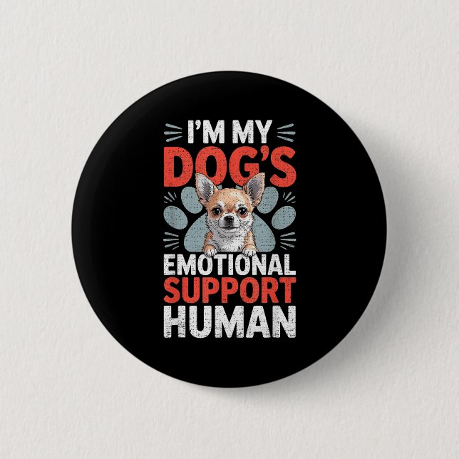 Macaron Rond 5 Cm Chihuahua Dog Emotional Suprt Human  (Devant)