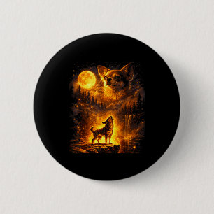 Macaron Rond 5 Cm Chihuahua drôle hurlant à la lumière de la lune vi