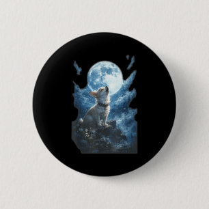 Macaron Rond 5 Cm Chihuahua hurlant à la lune vintage drôle