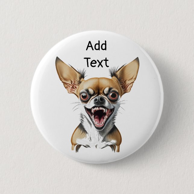 Macaron Rond 5 Cm Chihuahua moyen personnalisé | Chiens amusants (Devant)