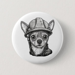Macaron Rond 5 Cm Chihuahua Ouvrier de construction