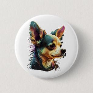 Macaron Rond 5 Cm Chihuahua peinture Abstraite couleur mignonne chie