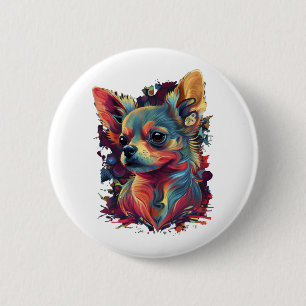 Macaron Rond 5 Cm Chihuahua peinture Abstraite couleur mignonne chie