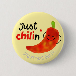 Macaron Rond 5 Cm Chili Pepper Pun Positif - Juste chilien