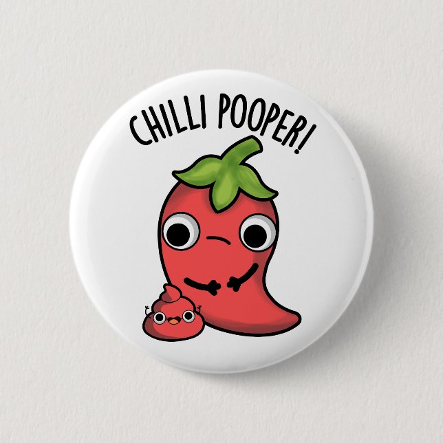 Macaron Rond 5 Cm Chili Poooper Funny Pepper Pun (Devant)