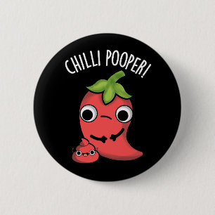 Macaron Rond 5 Cm Chili Poooper Funny Pepper Pun Dark BG