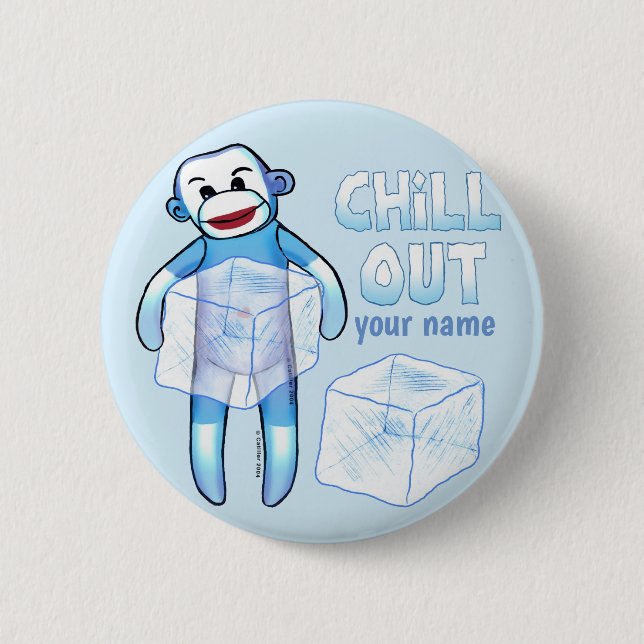 Macaron Rond 5 Cm Chill Sock Monkey   (Devant)