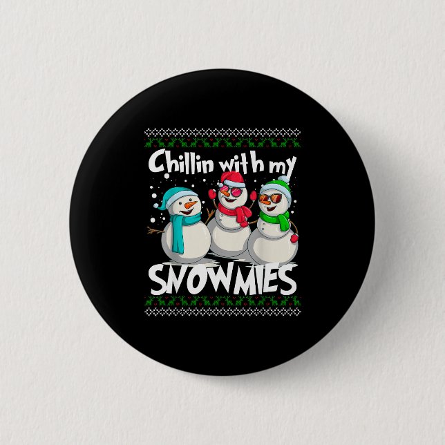Macaron Rond 5 Cm Chillin' With My Snowmies - Ugly Christmas Snowman (Devant)