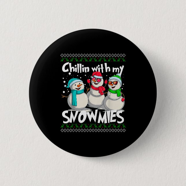 Macaron Rond 5 Cm Chillin' With My Snowmies - Ugly Christmas Snowman (Devant)