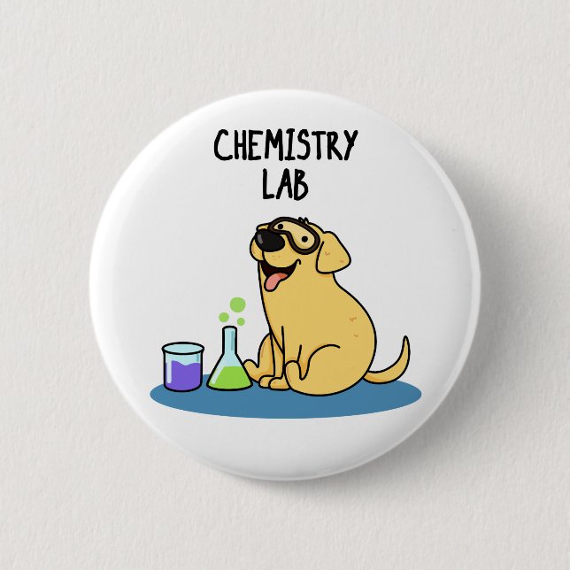 Macaron Rond 5 Cm Chimie Lab Funny Labrador Chien Pun (Devant)