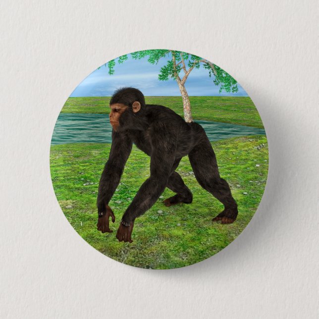 Macaron Rond 5 Cm Chimpanzé (Devant)