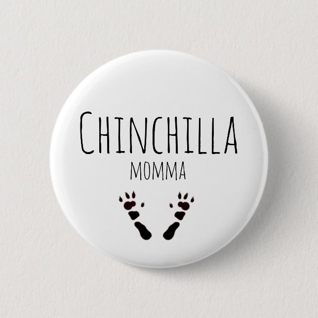 Macaron Rond 5 Cm Chinchilla Momma - Conception en Paw-print (Devant)