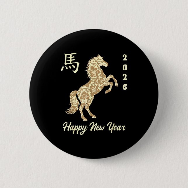 Macaron Rond 5 Cm Chinese New Year 2026 Year Of The Horse  (Devant)