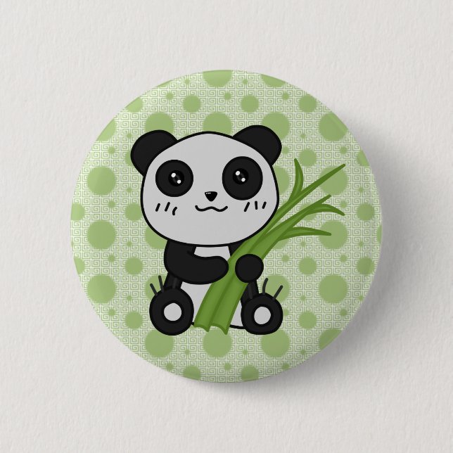Macaron Rond 5 Cm Chino le bouton de panda (Devant)