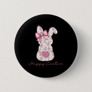 Macaron Rond 5 Cm Chinoiserie de Pâques Lapin Floral Avec Jolie Bow
