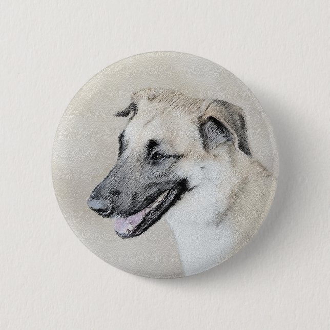 Macaron Rond 5 Cm Chinook (oreilles d'hélicoptère) Peinture - Chien  (Devant)