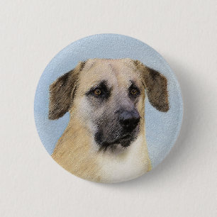 Macaron Rond 5 Cm Chinook (Oreilles Laissées) Peinture - Art Chien o