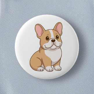 Macaron Rond 5 Cm Chiot Bouledogue Français Mignon
