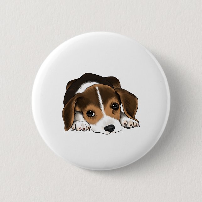 Macaron Rond 5 Cm Chiot de beagle (Devant)