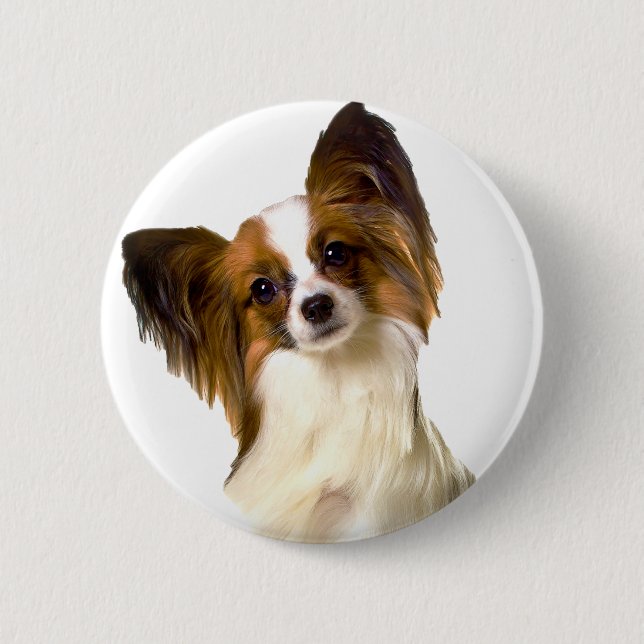 Macaron Rond 5 Cm Chiot de Papillon d'isolement sur l'arrière - plan (Devant)