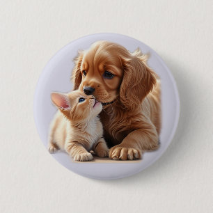 Macaron Rond 5 Cm Chiot et chaton