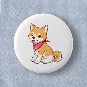 Macaron Rond 5 Cm Chiot Mignon Chien Shiba Inu