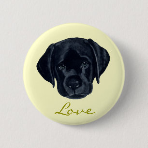 Macaron Rond 5 Cm Chiot noir de Labrador