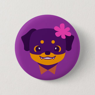 Macaron Rond 5 Cm Chiot pourpre de rottweiler de Kawaii