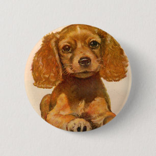 Macaron Rond 5 Cm Chiot spaniel cocker des années 1940 - La coupe de