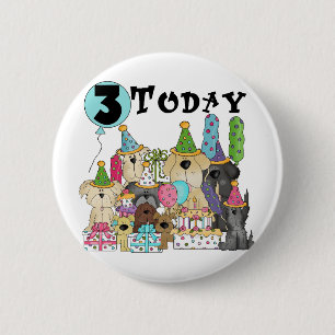 Macaron Rond 5 Cm Chiots 3e anniversaire Bash Tshirts et cadeaux